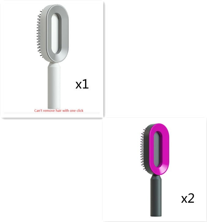 Self Cleaning Hair Brush For Women One-key Cleaning Hair Loss Airbag Massage Scalp Comb Anti-Static Hairbrush